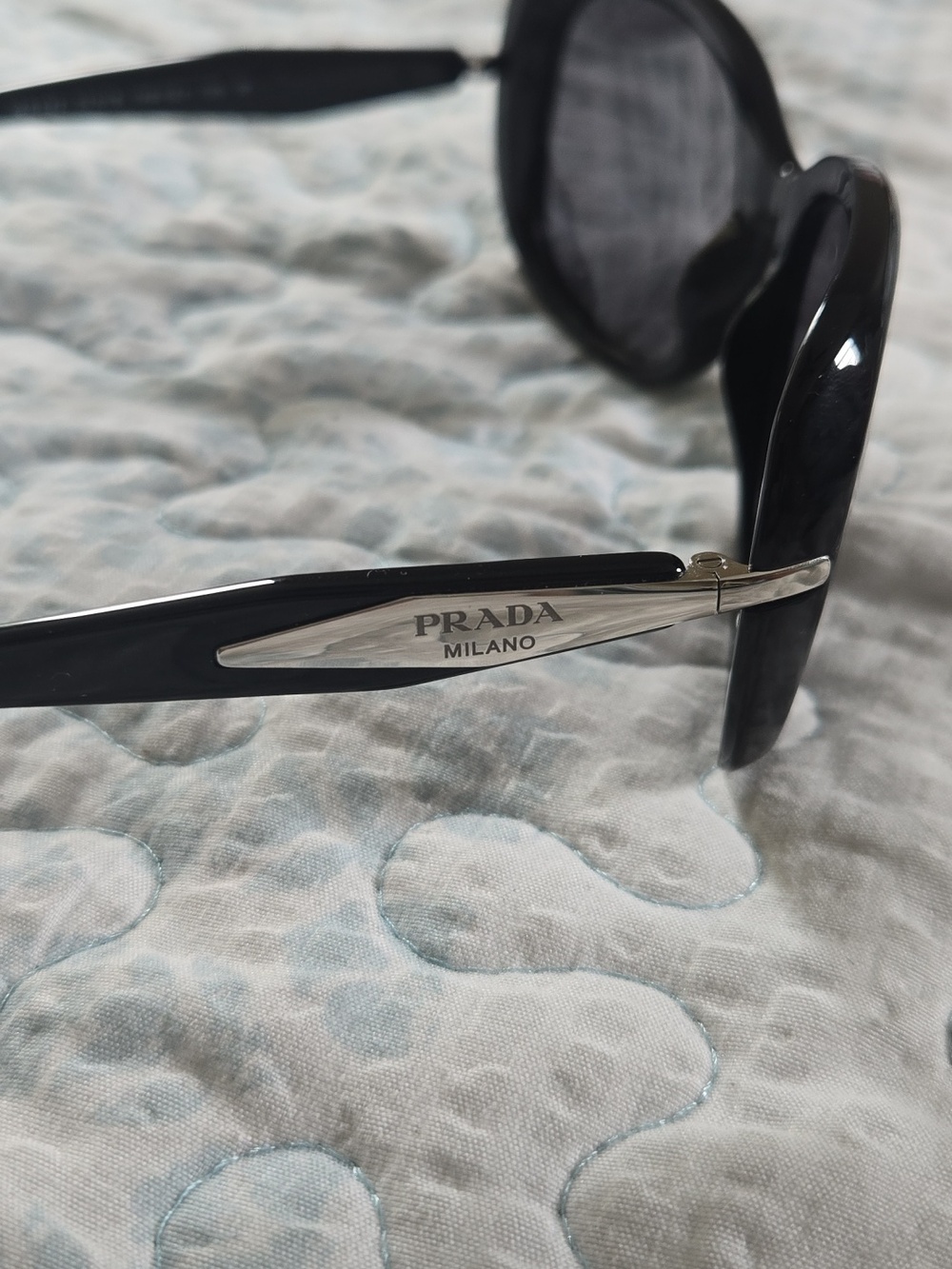 Prada Glossy Black Rounded Frame Sunglasses - Picture 7 of 9